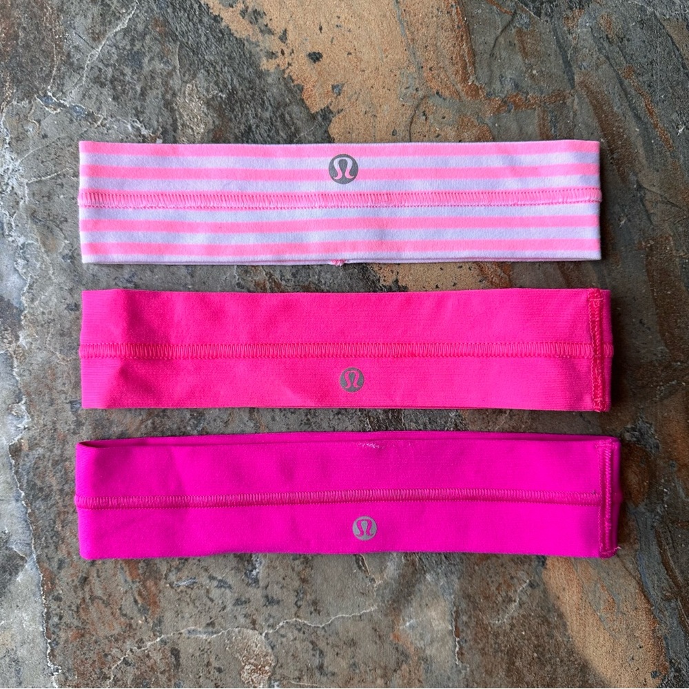 Lululemon Pink Headband Set 3 Pieces - Picture 1 of 7
